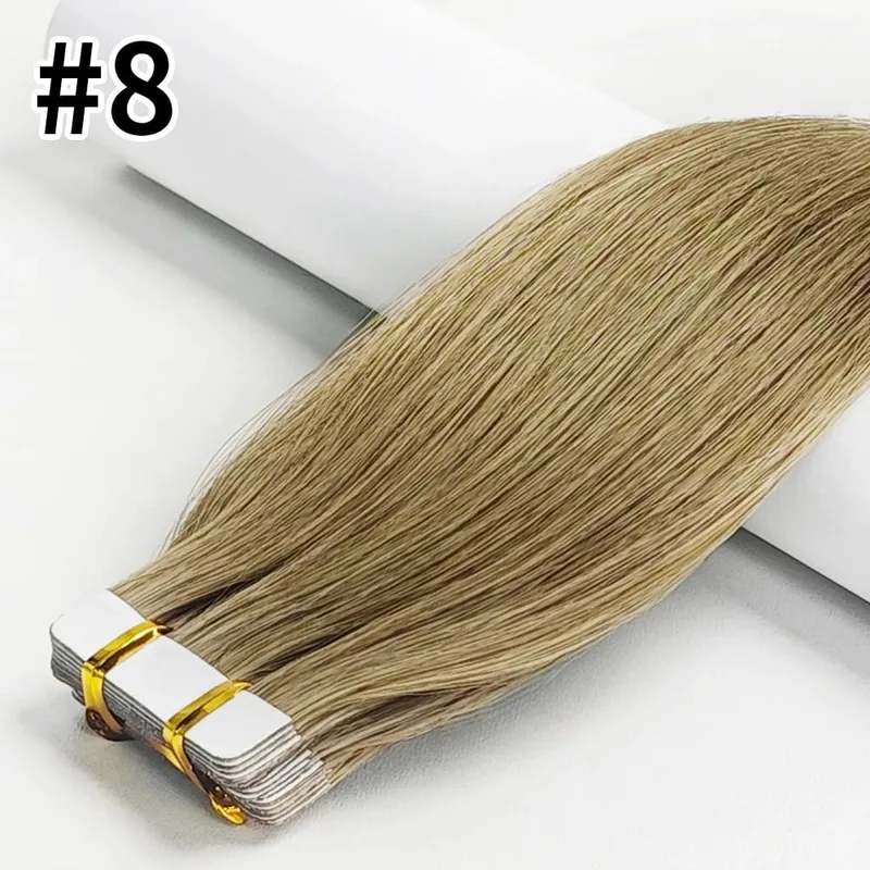 Colored Bone Straight Tape In Hair Extensions 100% Human Hair Invisible Seamless Skin Weft Tape In Human Hair Extensions 26 Inch — image 13
