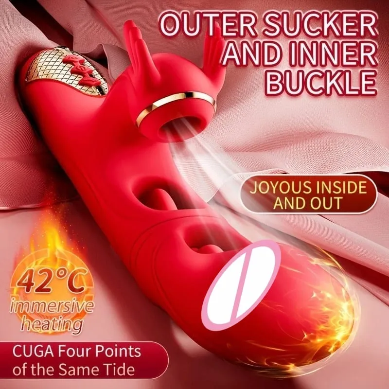 4in1 vibratore vibratore con vibratore per donne riscaldamento stimolatore del clitoride del punto G succhiare massaggiatore vaginale giocattoli del sesso masturbatore femminile — image 3