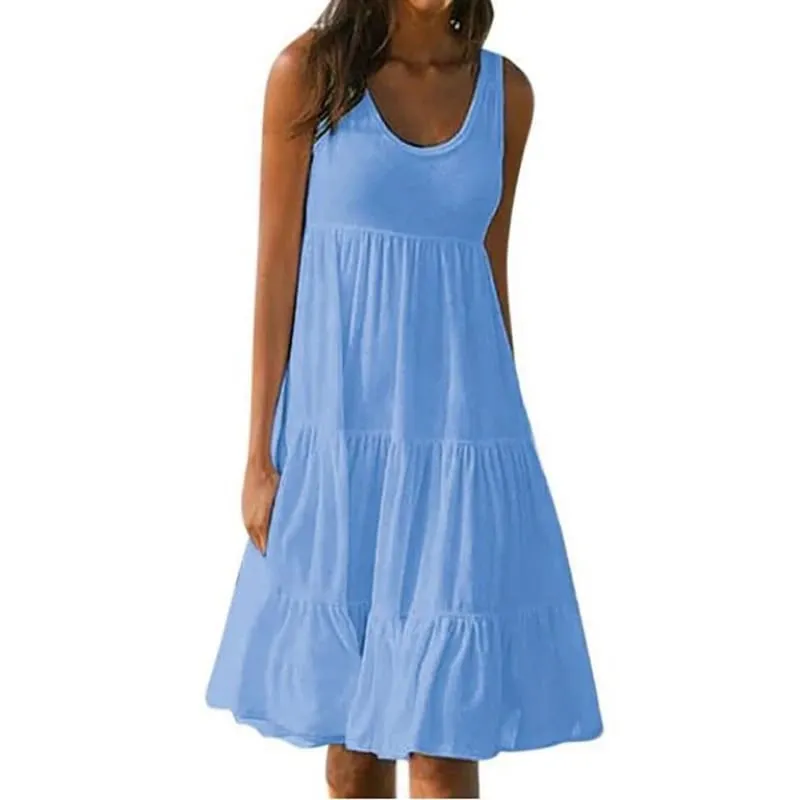 ผู้หญิงสบายๆชุดมินิ 2024 ฤดูร้อนElegantแขนกุดRufflesหลวมสั้นชุดBeach Party Sundress Oversize Streetwear