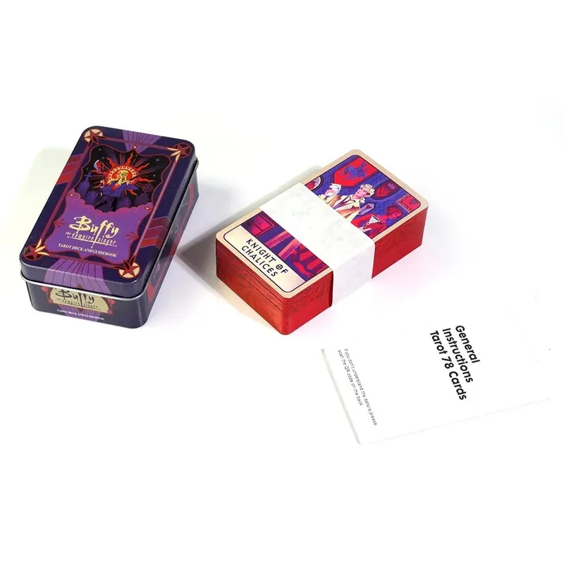 10.3*6cm Dek Tarot Buffy The Vampire Slayer Dalam Kotak Timah dengan Tepi Berserpuh Merah 78 Keping Kad Tarot Bertemakan Kartun dengan Buku Panduan — image 5