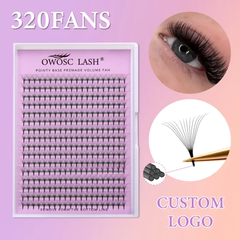320 Fans Pointy Base Premade Volume Fans Medium Stem Sharp Thin Pre Made Russian Volume Fan Eyelash Extensions Custom Logo — image 2