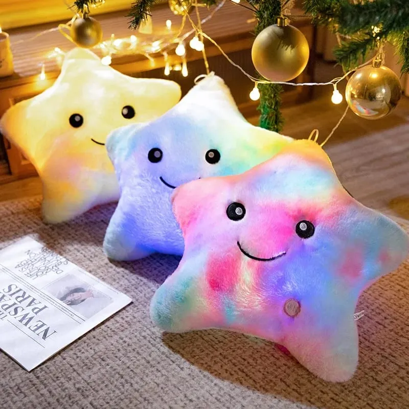 24*22CM Leuchtende fünfzackigen Stern Plüsch Spielzeug Glowing Star Gefüllte Weiche Puppe Kissen Schöne Halloween Weihnachten geschenke — image 2