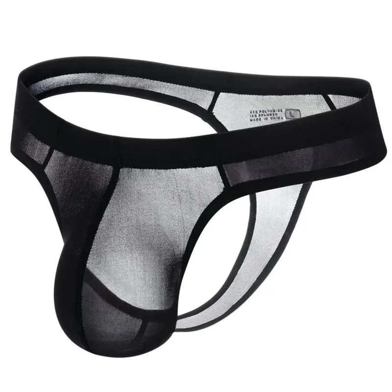 Sexy Men's Thongs Underwears Ultra-thin Thong G Strings Pouch Ice Silk Tanga Hombre Sexy Gay Underpants Breathable Briefs Men