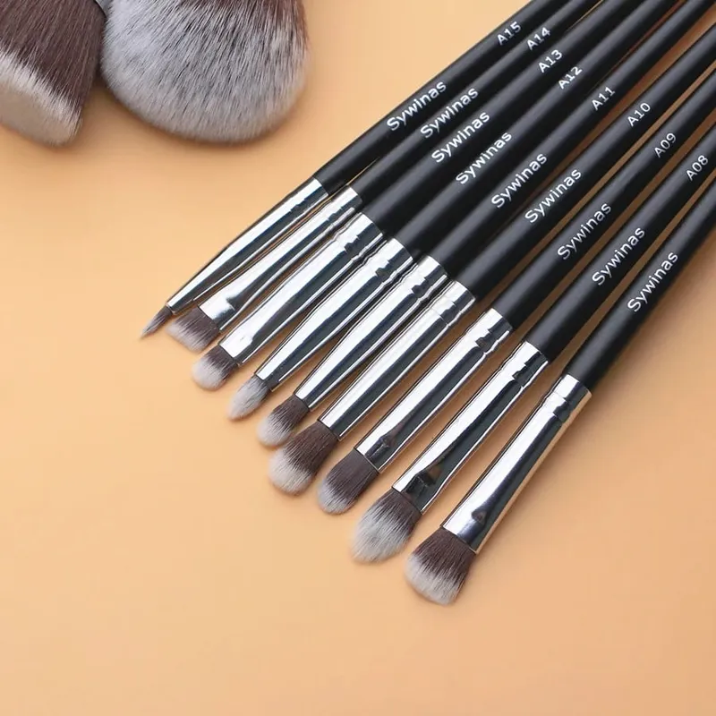 Sywinas Make-up-Pinsel-Set, 15-teilig, hochwertiges schwarzes, natürliches Kunsthaar, professionelle Make-up-Pinsel-Werkzeuge — image 4