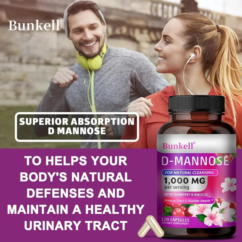Capsule di D-Mannosio da 1000 mg - Mirtillo rosso, dente di leone, ibisco, supporto per la salute del tratto urinario, della vescica, pulizia interna e sistema immunitario