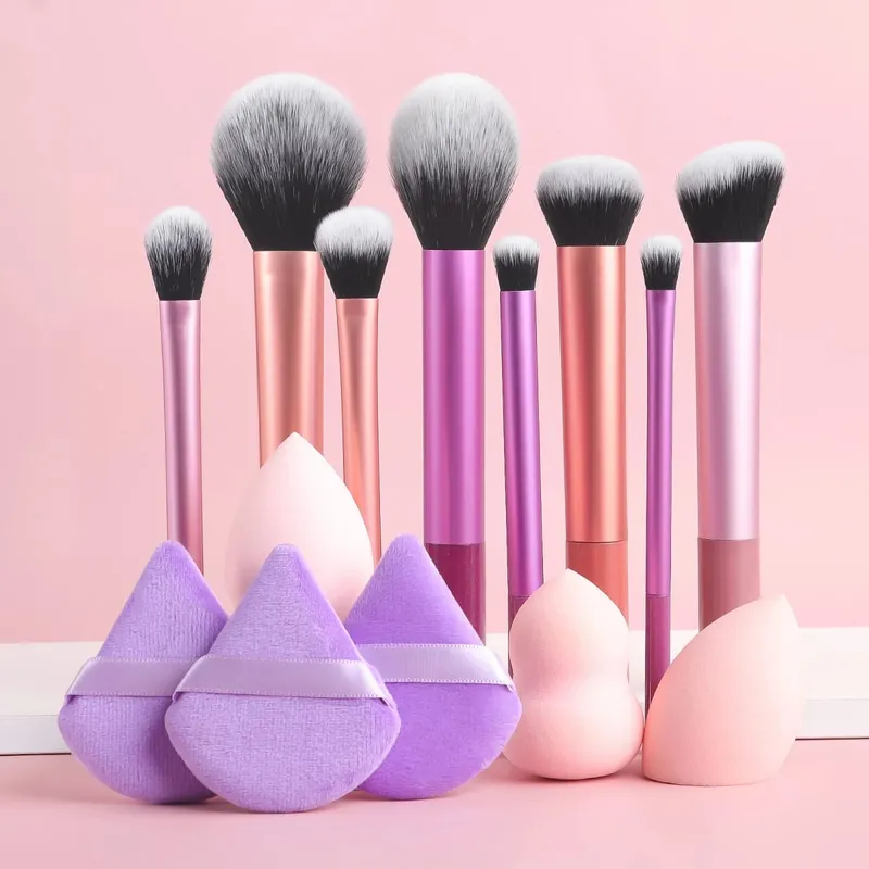 28-delt makeup-værktøjssæt - 8-delt professionelle makeup-børster + toiletartikler sæt og vaskeskål & pufsvamp æg kombination