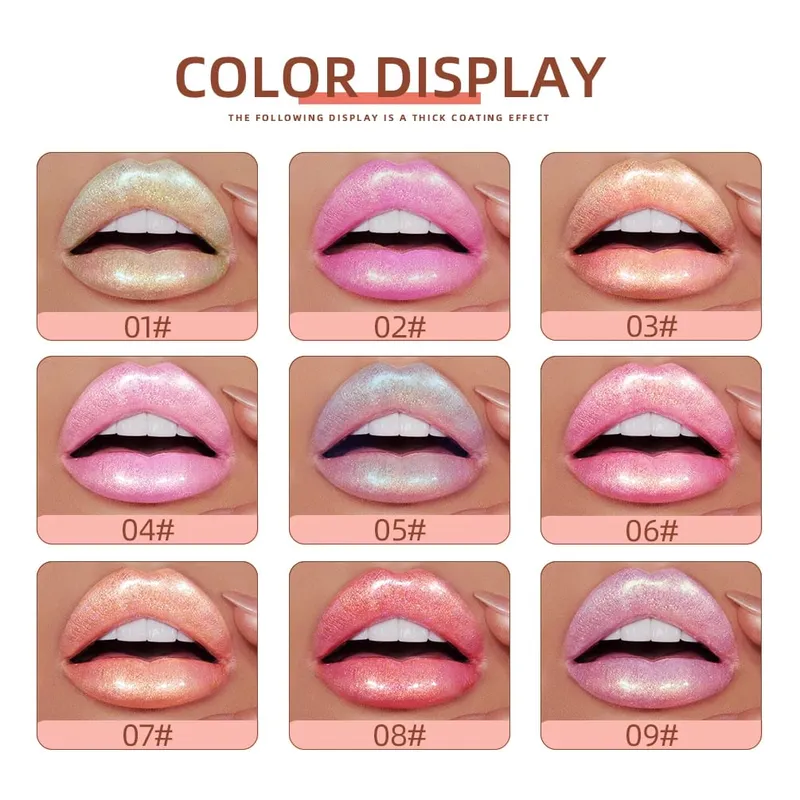9 Farben Lipgloss-Sets, langlebiger Glitzer-Flüssig-Lippenstift, feuchtigkeitsspendend, leuchtender Lipgloss, Make-up, glänzende Lippenglasur-Sets — image 4