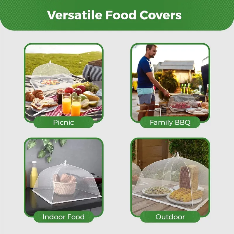 Large 17x17 Pop-Up Mesh Food Net Covers Tent Umbrella for Outdoors Screen Tents Protectors For Bugs Reusable and Collapsible