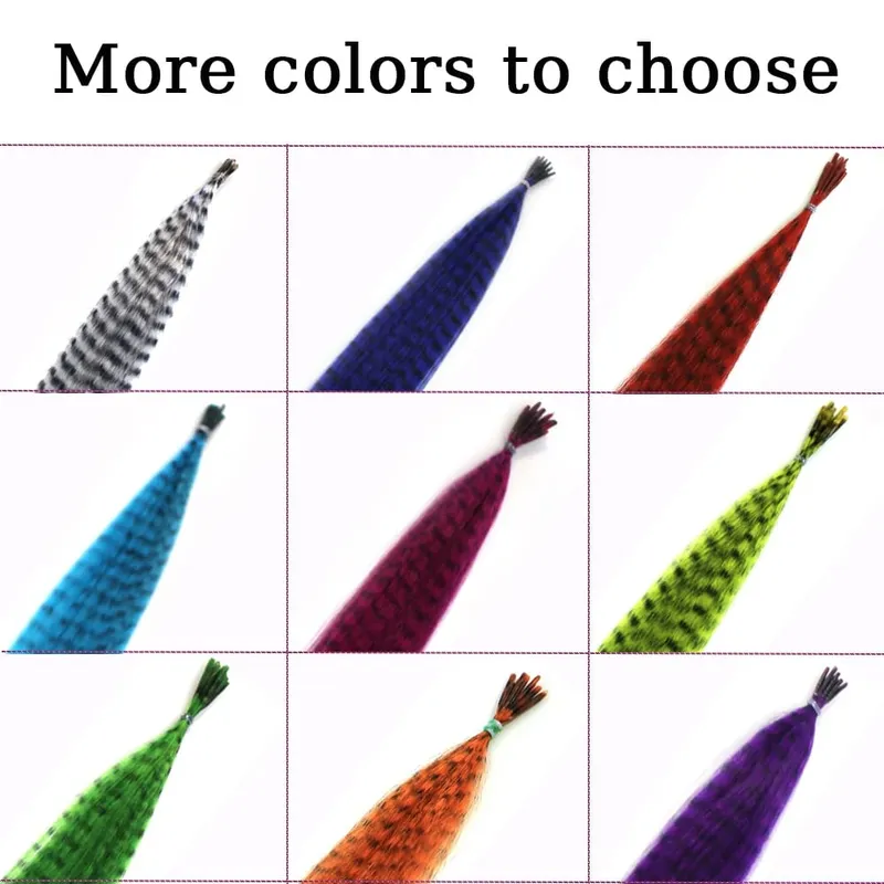 30roots Colored Synthetic Feather Stripe hair Extension 16 Inch I Tip Party Cosplay For Music Festival Halloween Christmas — image 6