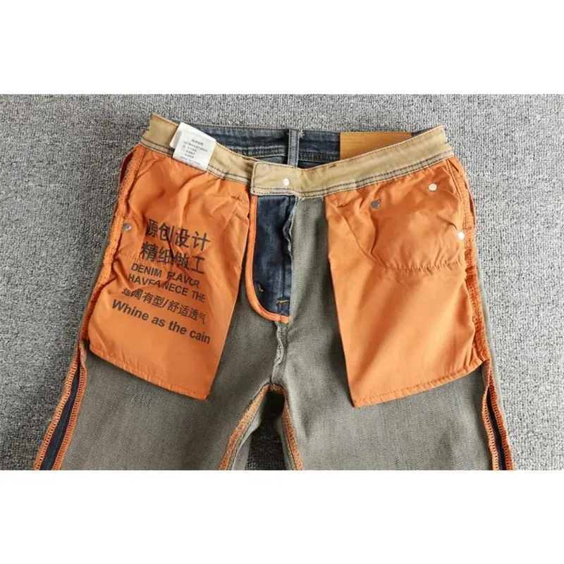 Retro blaue gewaschene Cat Whisker Jeans Herren High-End-Custom-Stoff amerikanische Modemarke Jugend Neun-Punkt-Hose — image 4