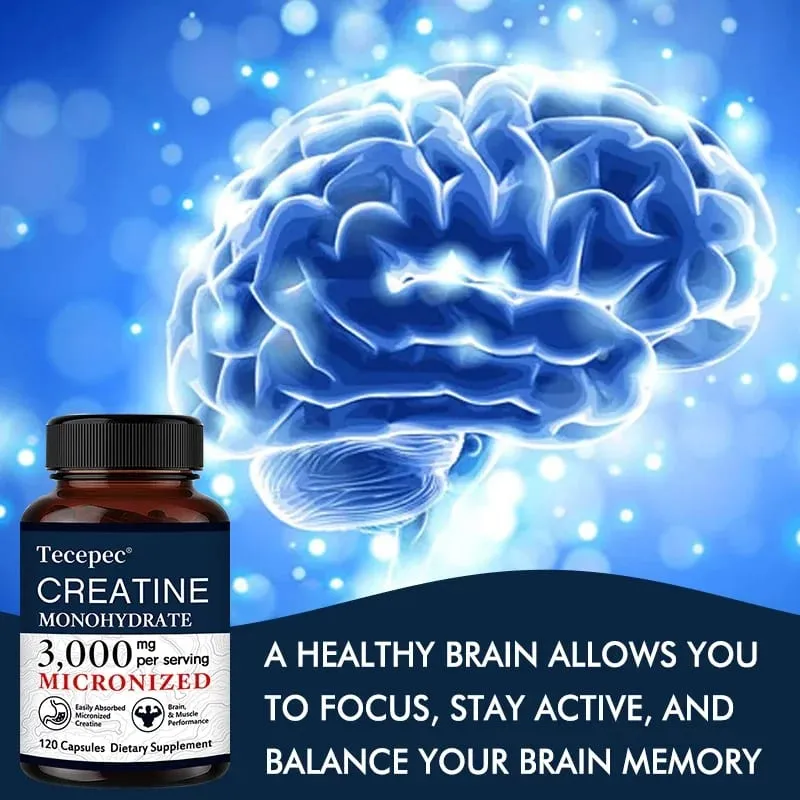 Creatine Monohydrate 3000 mg Capsules Supports Pre-Workout and Healthy Muscles Focus & Memory Easy to Absorb Easy to Swallow — image 4