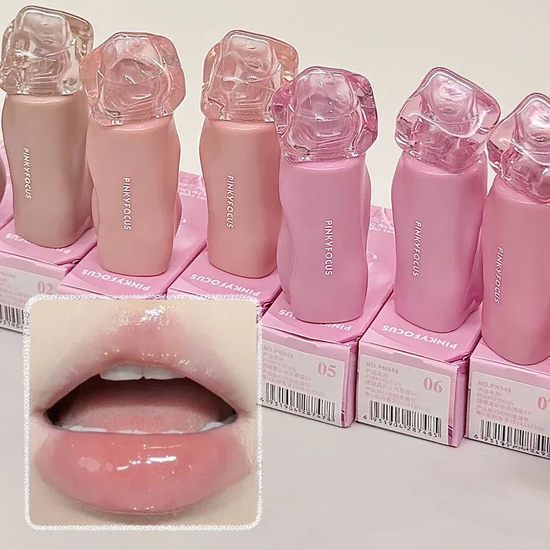 Pinkyfocus Rossetto Specchio lucido Lucidalabbra Idratante Succoso Tinta per labbra nude Rossetto per trucco naturale quotidiano a lunga durata — image 3