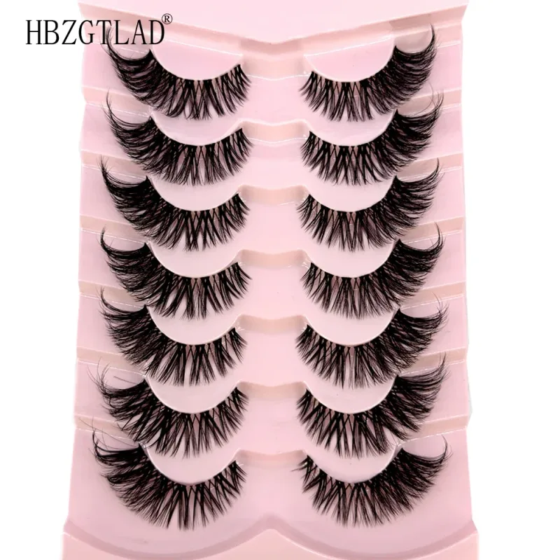 7/8 Paar Katzenaugen-Wimpern, Manga-Wimpern, 3D-Wimpern mit klarem Band, natürlich, halbe Wimpern, verlängerte Nerz-Wimpern, flauschige Wimpern — image 6