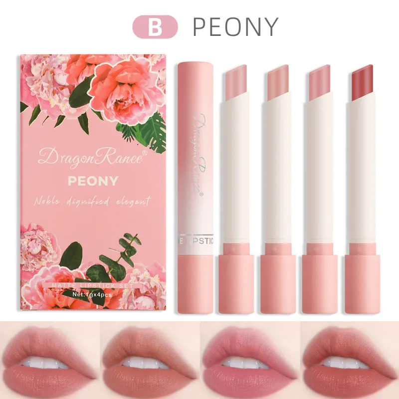Cigarette Lipstick Set 4pc Velvet Matte Lip Gloss Waterproof Long Lasting Smoke Lip Stick Sexy Red Lip Tint Charming Lips Makeup — image 4