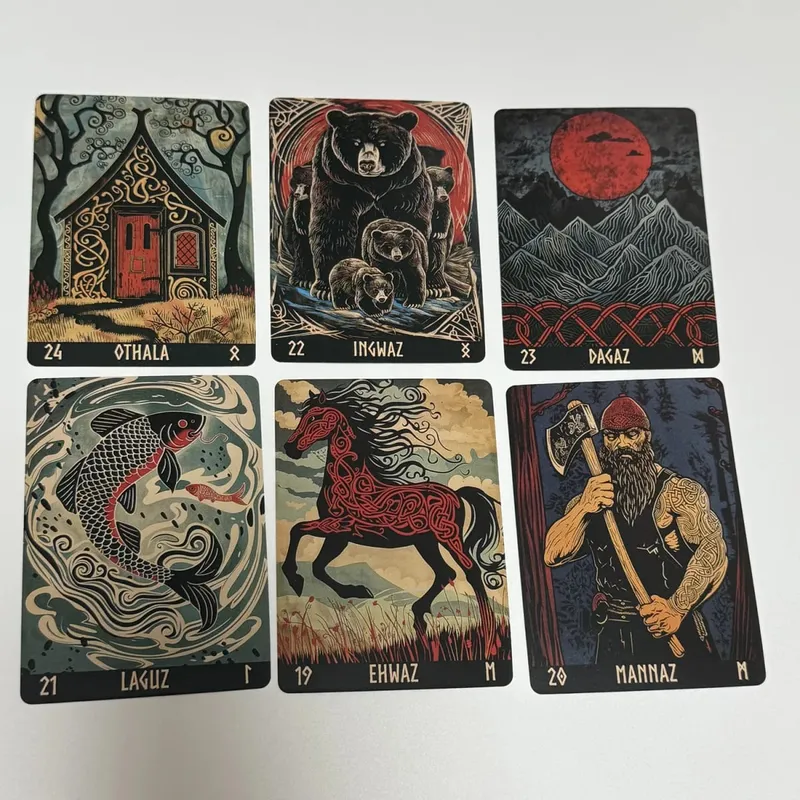 Norwegian Woodcut Runes Deck 24pcs English Version The Elder Futhark Runes Deck Oracle — image 2