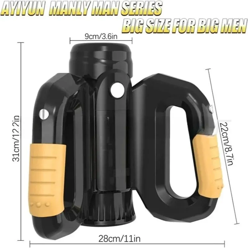 Automatic Male Masturbator Sex Toy with 10 Thrusting & Rotating Penis Pump Male Stroker Adult Toy Double Handle Sex Machine — image 4