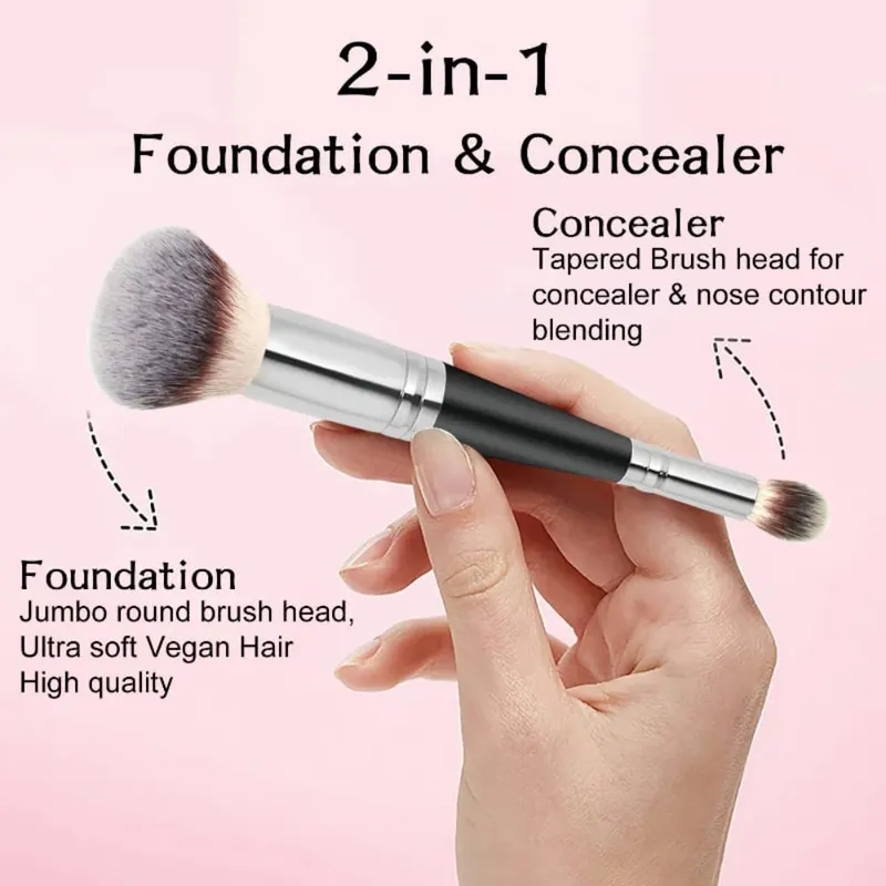 Pincéis de maquiagem profissional de cabeça dupla 2 em 1, pincel de base, corretivo, iluminador, pó, blush, ferramentas de maquiagem de beleza — image 2