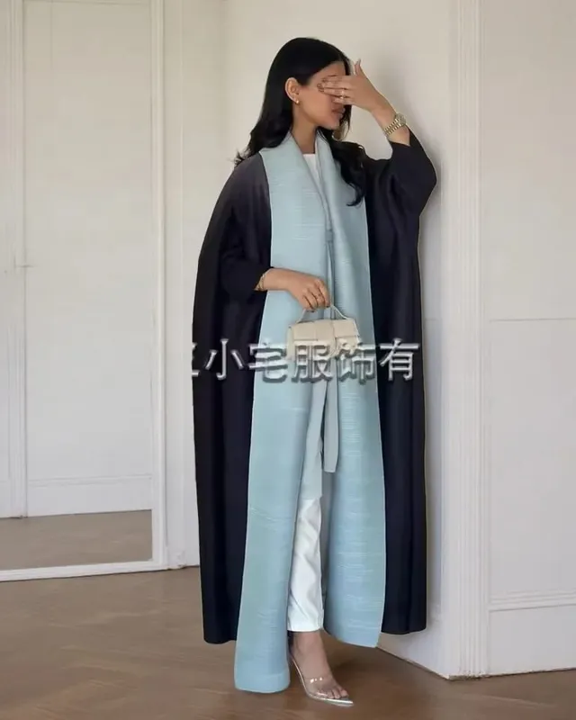 Frauen Falten Miyake Plissee Abaya Langarm Druck Faltbare Kragen Robe Strickjacke Mantel Neue Winter Mode Original Design 2026 — image 24