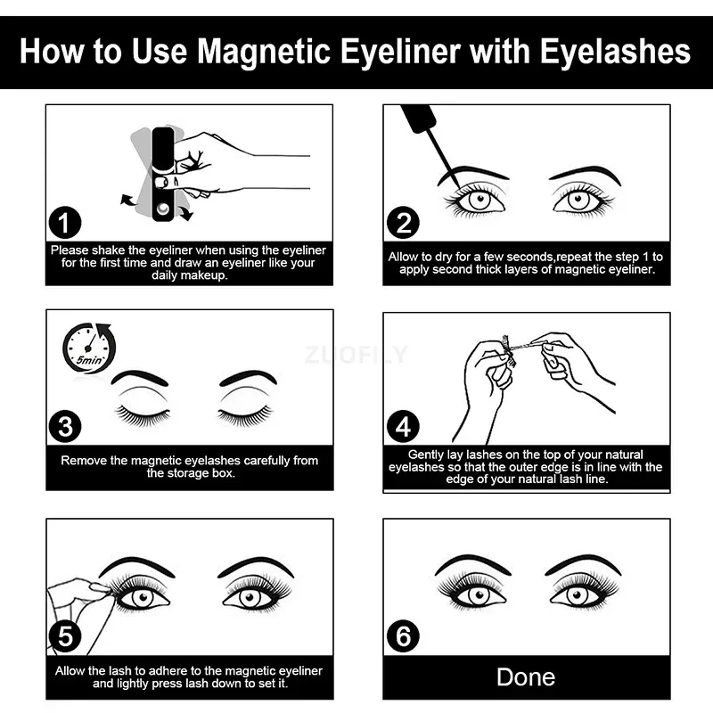1/2 stk sort magnetisk eyeliner lim falsk øjenvippeforlængelse Magic selvklæbende flydende eyeliner Ingen blomstrende øjenmakeup Kosmetik