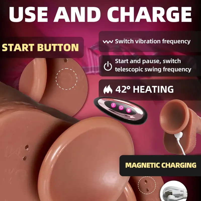 Dicker Dildo-Vibrator für Frauen, realistische Dildos, Penis-Fernbedienung, stoßend, beheizte Vibratoren, Sexspielzeug, Anal-G-Punkt-Stimulatoren