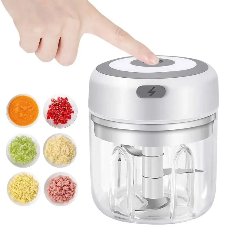 Penghancur Bawang Putih Elektrik Mini Tanpa Wayar 100ml/250ml Chopper Mudah Alih Pengecas USB Halia Cili Penghancur Sayuran Mesin Dapur — image 1