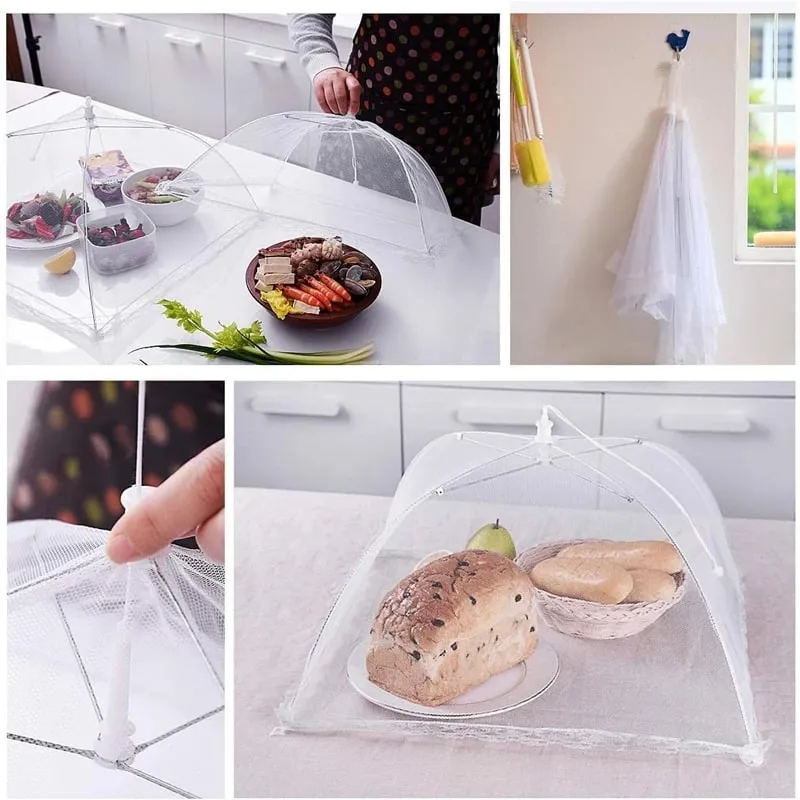 Large pop-up white mesh food cover tent - foldable and washable suitable for outdoor picnics barbecues and parties — image 8
