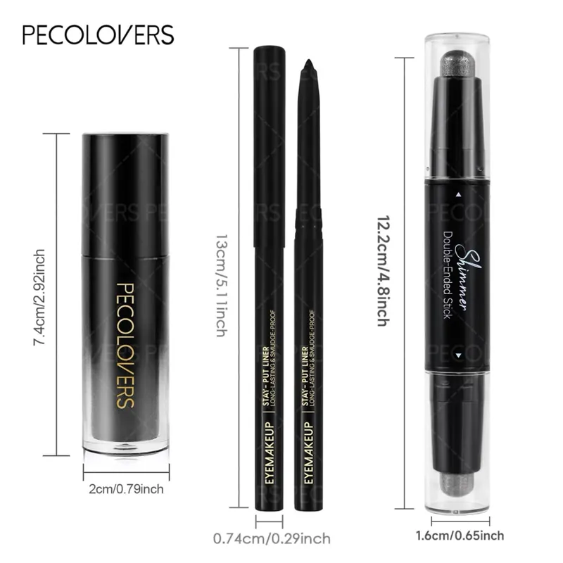 Set Rias Wajah Seri Hitam 3 Buah/SET Lipstik Tahan Air Matte Pena Eyeliner Eyeliner Hitam Tahan Air Sempurna untuk Halloween — image 4
