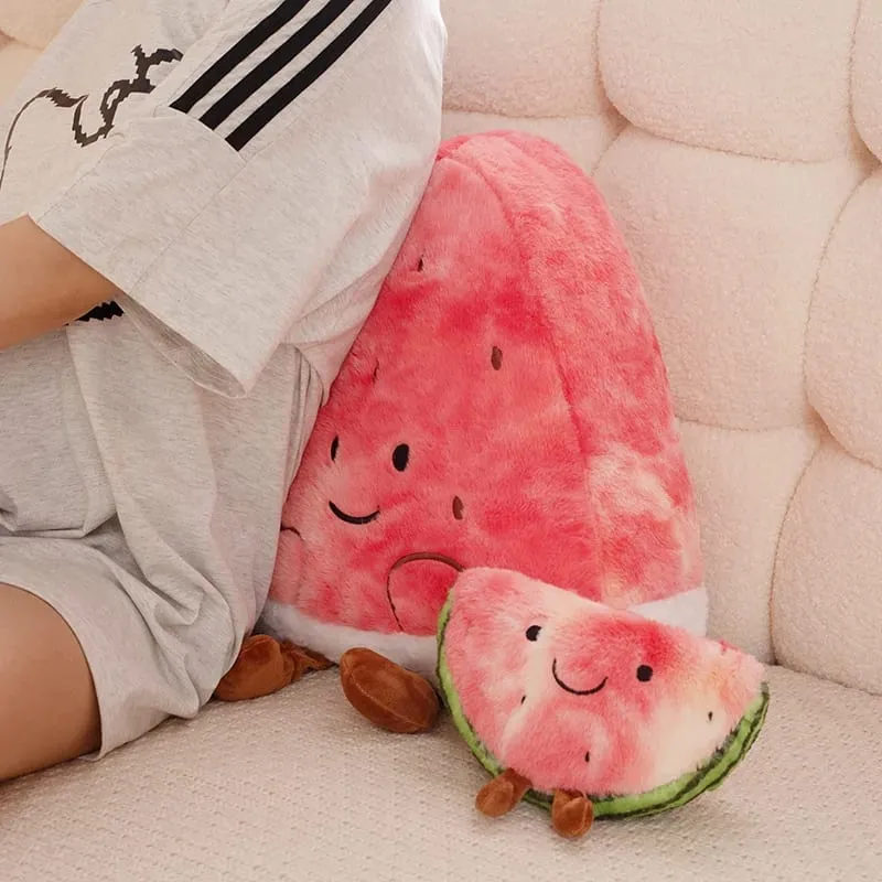 23/45 cm carino fetta di anguria peluche cuscino viso sorridente carino triangolare frutta cuscino rosso con gambe peluche decorazione regalo — image 3