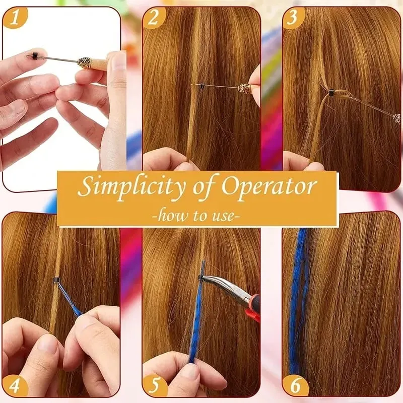 Extensions de cheveux synthétiques colorées I Tip, 10 racines/paquet, postiche 16 pouces, accessoires capillaires pour femmes et filles, utilisation quotidienne en fête — image 6