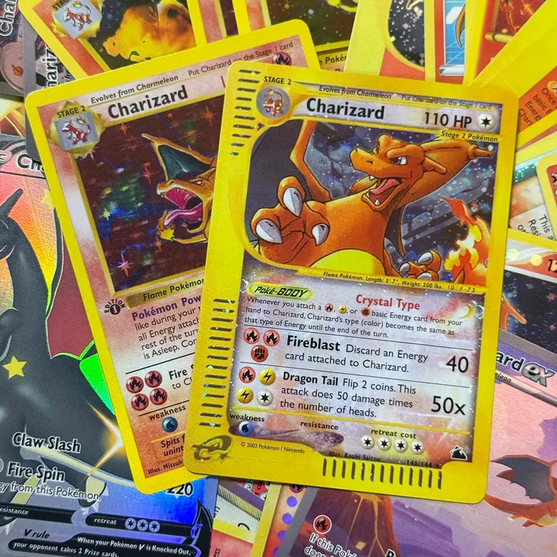 Sesuaikan Kad Set Pangkalan Pertama Edisi Klasik Kad Flash Kerajang Bersinar Charizard Mewtwo Koleksi Permainan Kad Permainan PTCG — image 4