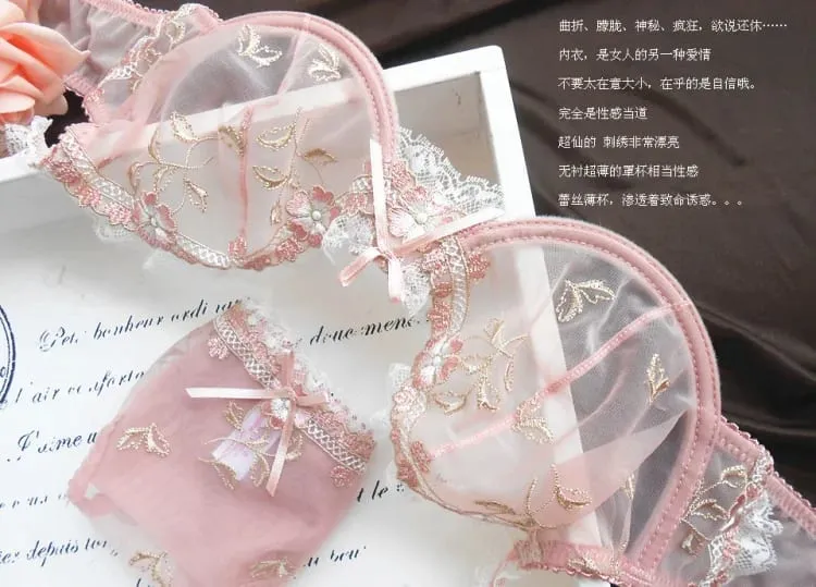 ภาษาฝรั่งเศสคำลูกไม้ Bra & ชุดกางเกง Panty สำหรับ PLUS ขนาด-SHEER ตาข่าย Ultra-Thin Full-หน้าอก Anti-Sagging ชุดชั้นในการออกแบบเซ็กซี่ — image 11