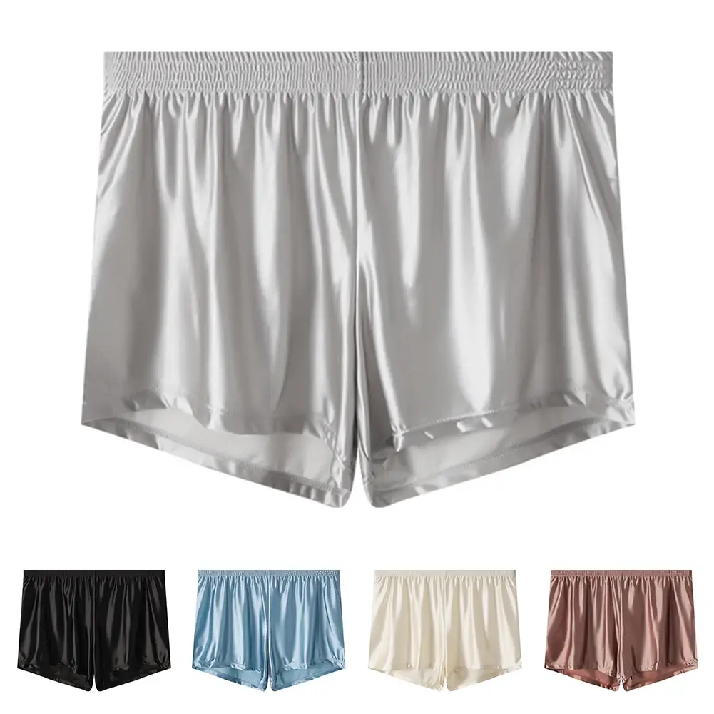 1 PC Men ICE Silk Smooth Solid Boxer กางเกงขาสั้นกางเกง L-3XL ขนาดใหญ่หลวมชุดนอนชุดชั้นในกางเกงไม่มีรอยต่อ Comfy ชุดนอน — image 10