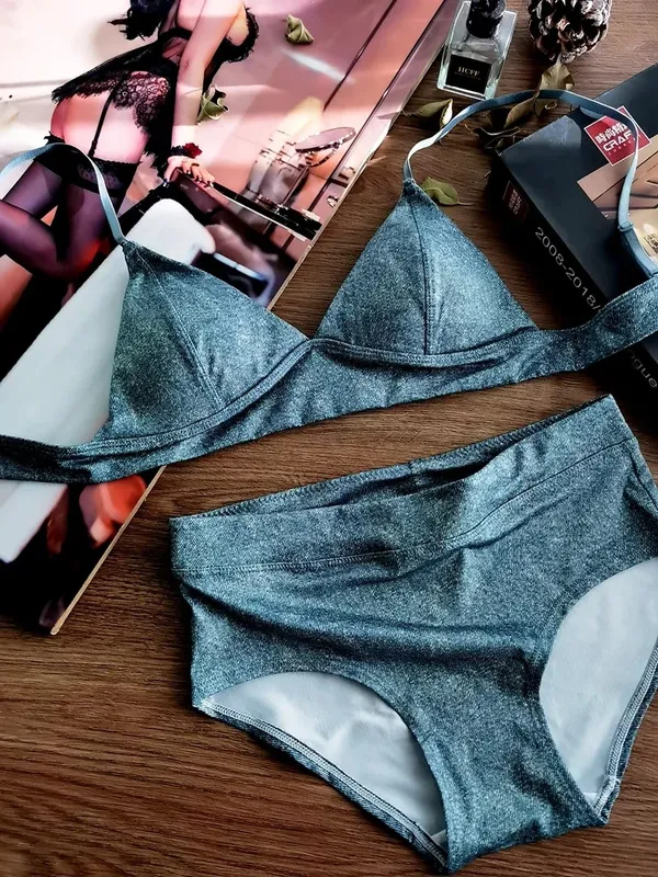 Üçgen Fincan Sutyen Seti Seksi Leopar Baskı Küçük Göğüsler için Ultra Ince Wirefree Bralette ve Külot Lingerie — image 9