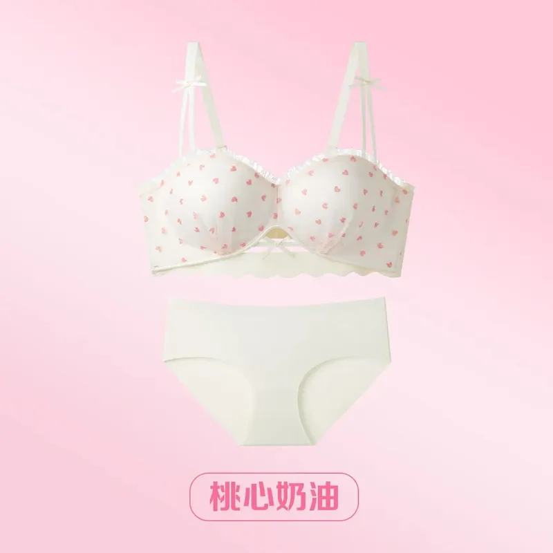 Pure Aesthetic French Lace Half Cup Bra 2026 New for Small Bust Push Up Anti Sag Soft Comfort Women Daily Lingerie Bra 32-38 Set — image 10