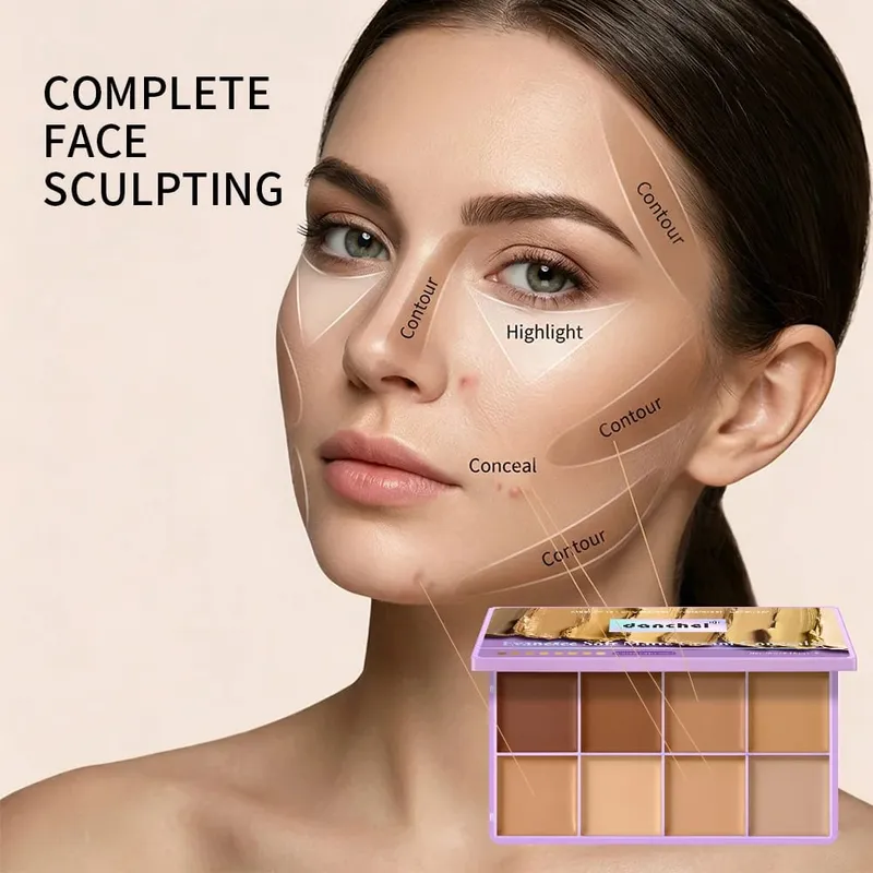 9-teiliges Blur Primer Hydrating Foundation 8-Farben-Creme-Concealer-Palette Damen-Make-up-Pinsel Langlebiges, bleifreies Weihnachtsgeschenk — image 5