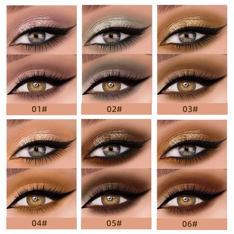 Doppelkopf-Glitzer-Matt-Lidschatten-Stick-Make-up-Sets, langanhaltender Schimmer, 2-in-1-Flüssigkeits-Lidschatten-Kosmetik-Sets, 6 Farben