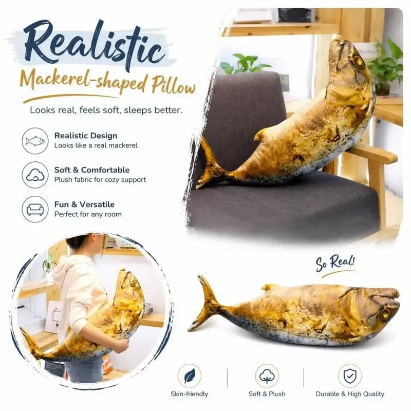 ของขวัญที่สมจริงปลาหมอน Plush Soft ตุ๊กตาปลารูปแมวของเล่นปลา Plush ของเล่นตกแต่งบ้าน — image 3