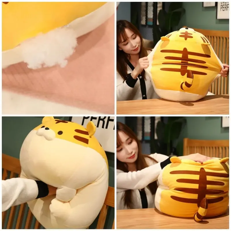 Bantal Plush Kapas Bawah Kreatif Boneka Kartun Comel Mainan Mewah Harimau Mewah Lembut Riadah Harian — image 3