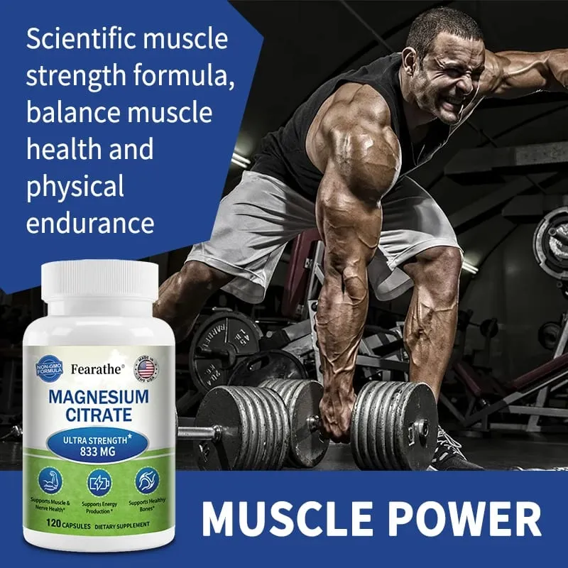 Capsules de citrate de magnésium, hautement absorbables, favorise la relaxation, le sommeil, les os, le cœur, les nerfs, les muscles et le métabolisme — image 3
