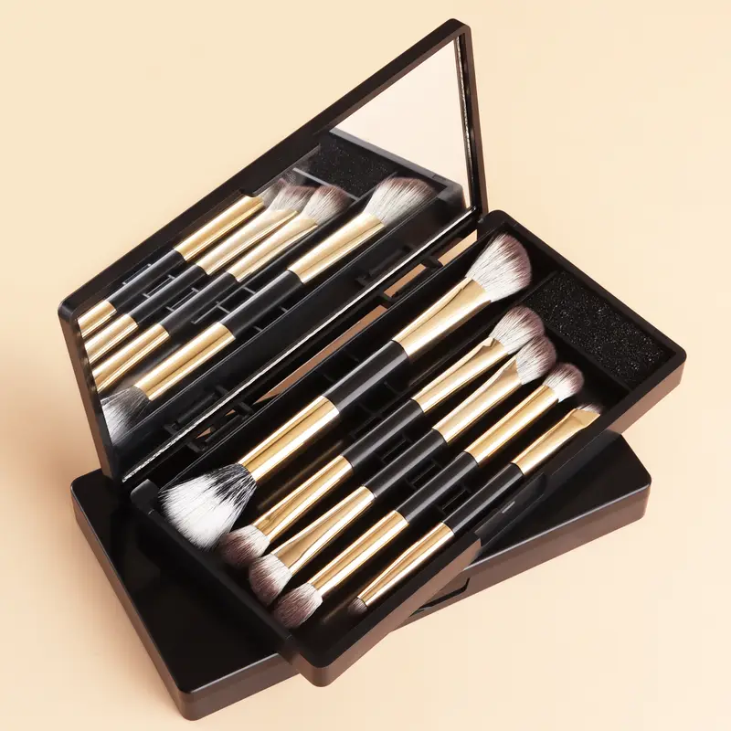 5 stk Dual Ended Face Eye Brush Kit med Opbevaringsboks Blush Detail Eyeliner børster til rejse Touch Up — image 1