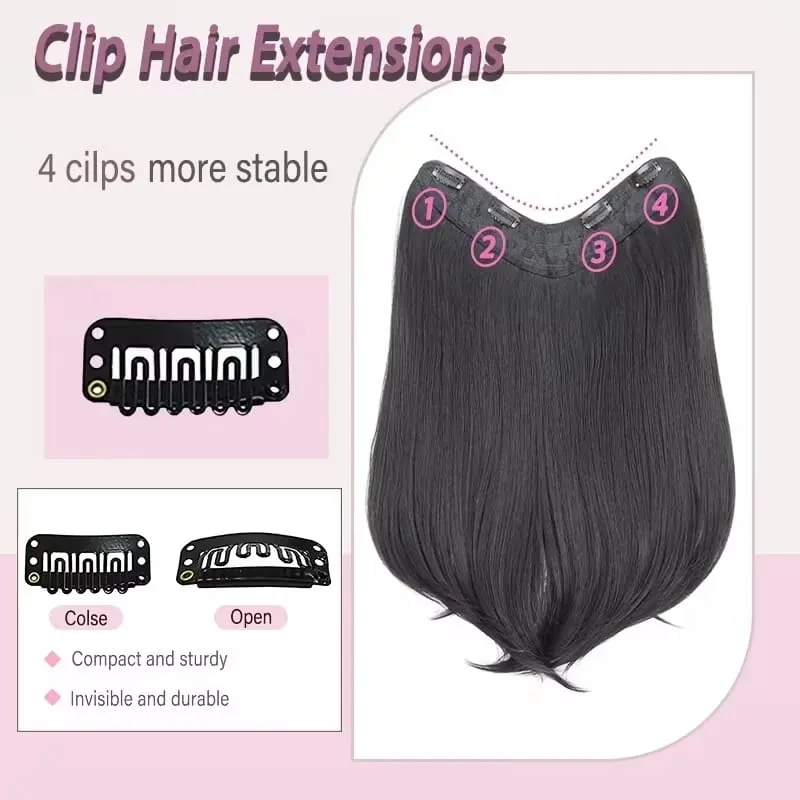 18Inch Synthetic Long Straight Hair Extension 4 Clips Increase Volume Heat-resistant Fake Fashion Hairpiece for Women Daily — image 5