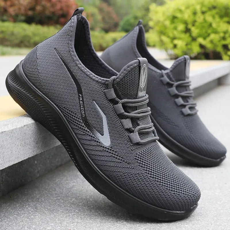 Męskie modne, solidnie tkane, dzianinowe buty do biegania - Lekkie, oddychające, antypoślizgowe - Idealne buty sportowe na świeżym powietrzu — image 3