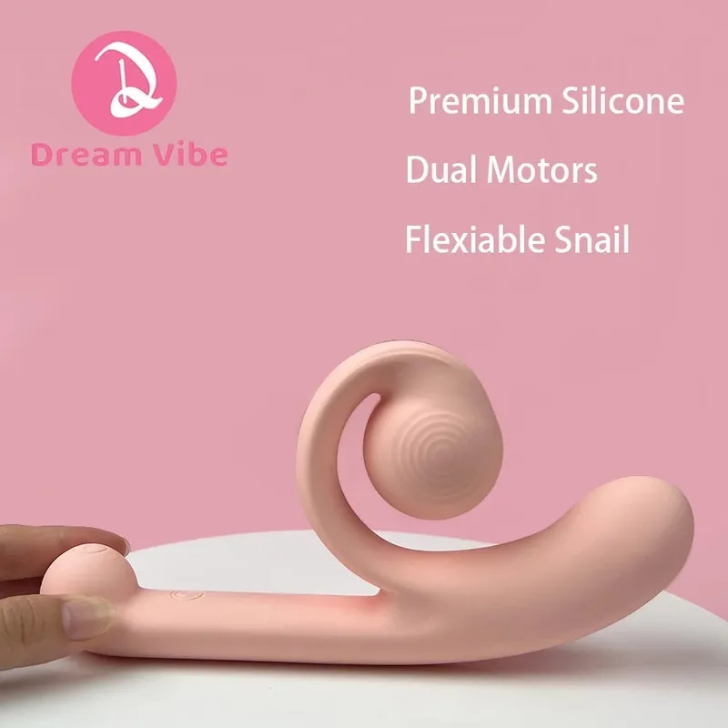 Siput Dildo Vibrator Boleh Laras Clit Fit Penembusan G-Spot Dwi Motor Keseronokan Wanita Mainan Seks Stimulasi Ganda Mainan Cinta 18+ — image 4