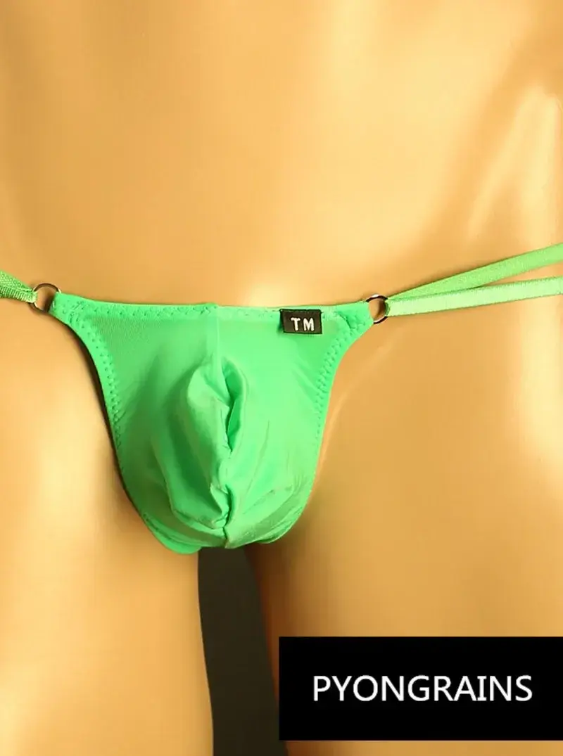 Mænd Justerbar Metal O-ring Dobbelt tynd rem Bikinitrusser Lavhøjde Silkeagtig Is Silke 3D U konveks pose Sexet mænds undertøj — image 2
