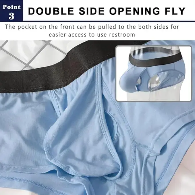 Men's Bamboo Fiber Boxer Shorts Fly Pouch Front Open Breathable Bulge Underwear Separated Pouch Trunks Dual Pouch Underpant — image 8