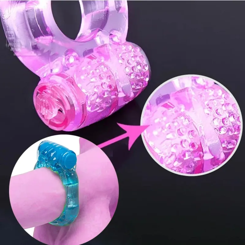 Fingerring-Vibrator, elastischer Silikon-Penis, vibrierender Klitoris-Massagegerät, Cockring-Spielzeug, Sexspielzeug für Erwachsene, Produkte für Männer — image 2