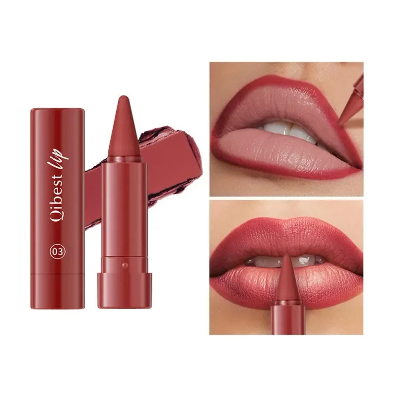 Rouge à lèvres mat imperméable 2 en 1, crayon à haute pigmentation, couleur des lèvres, formule hydratante lisse, dégradé naturel