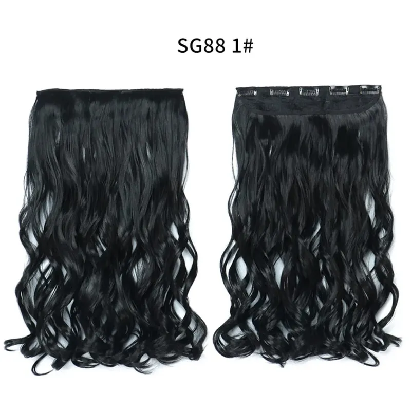 Long Straight Curly One Piece 5clips Clip-in Extensions 22Inch Heat Resistant Hairstyles Colour Mix Blonde Hair Piece For Women — image 52