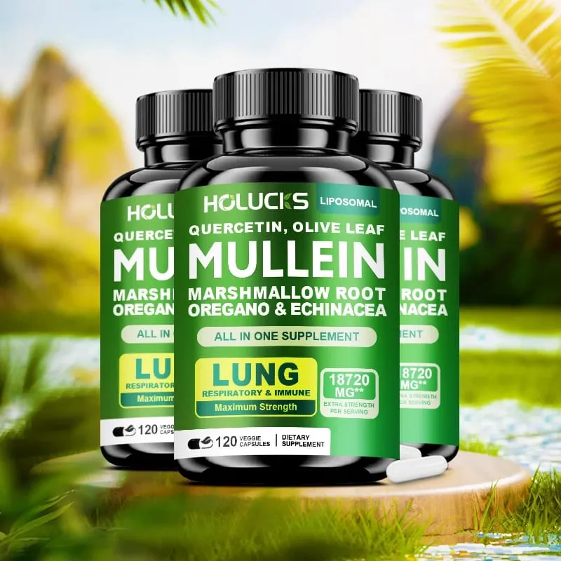 Viên nang chiết xuất từ lá Mullein cao cấp với Vitamin C Hỗ trợ long đờm Làm dịu đường thở & Giảm kích ứng Sức khỏe phổi — image 3