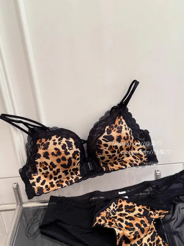 BH-Set mit Leopardenmuster und Knöpfen vorne, Push-Up, zierliche Damen, rückenfrei, sexy Dessous für Partys, Verschönerung der Brust, Größe S-XL — image 14